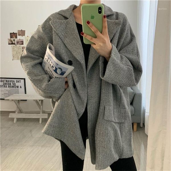 

women's suits & blazers alien kitty women stylish loose autumn chic 2021 elegant warm office lady casual striped feminine slender all, White;black