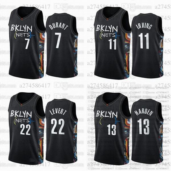 

men basketball brooklyn nets 7 durant 13 harden 11 irving 5 kidd 15 carter city 2020-21 jersey, Black;red