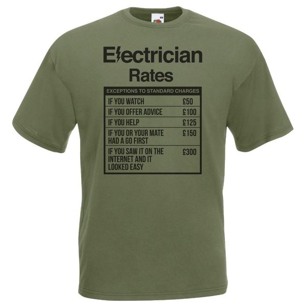 

sport 2020 fashion mens olive electrician rates t-shirt sparky student t shirt funny tee