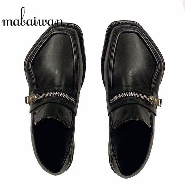 

mabaiwan fashion design women autumn party loafers slip on square toe heels shoes woman dress party footwear loafer female shoes, Black