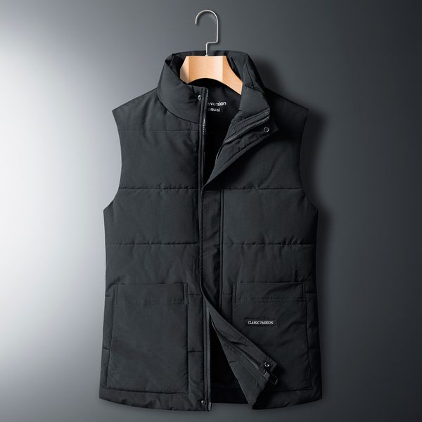 

2020 autumn and winter new vest mens mens stand collar simple korean style casual winter clothing trendy waistcoat jacket vest, Black;white