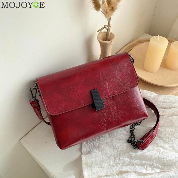 

shoulder bags for women messenger crossbody bags ladies retro pu leather chain lock buckle female handbags