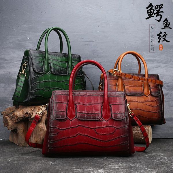 

women's bag new 2020 shoulder bag crocodile pattern women's leather bags embossed handbag