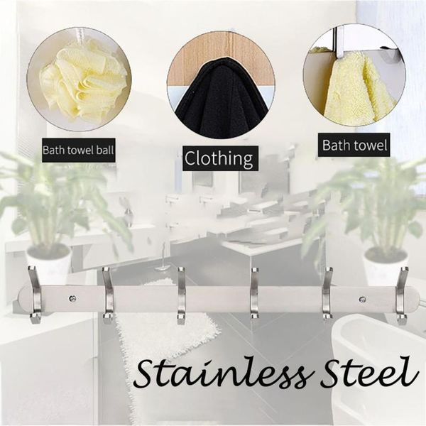 

hooks & rails stainless steel 6 wall hanging bathroom towel hangers kitchen multi-hooks double accessories &xs1