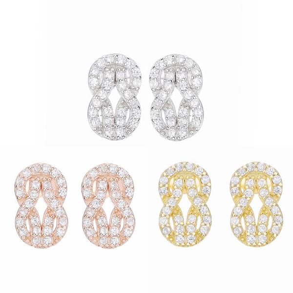 

authentic 925 sterling silver earrings shiny wisdom intertwined earrings suitable for european attractive women fashion jewelry, Golden;silver