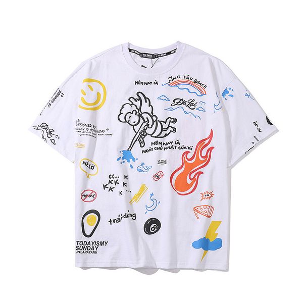 

summer mens designer t shirts fashion graffiti printed white black oversize short sleeve streetwear cotton big size 559