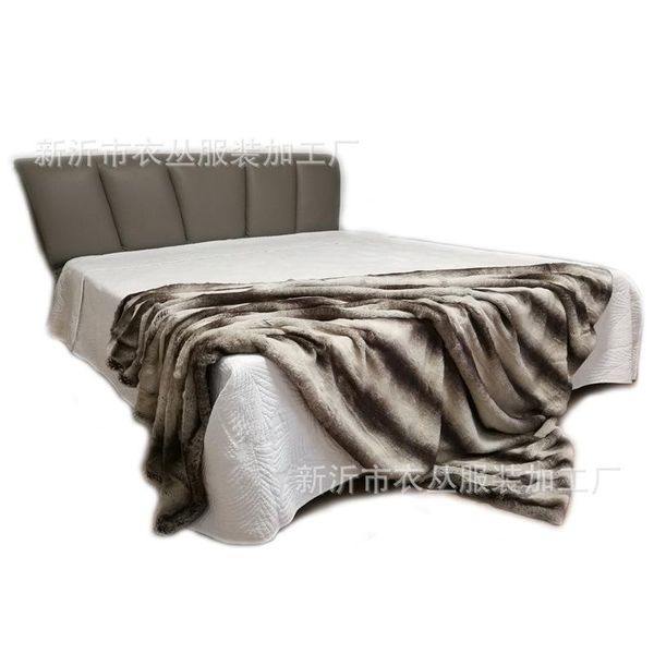 

imitation fur striped jacquard blanket throw for bed sofa