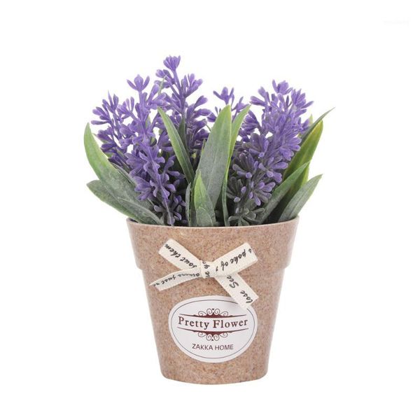 

decorative flowers & wreaths fake lavender flower small mini potted bonsai green plant artificial home decoration wedding supplies1