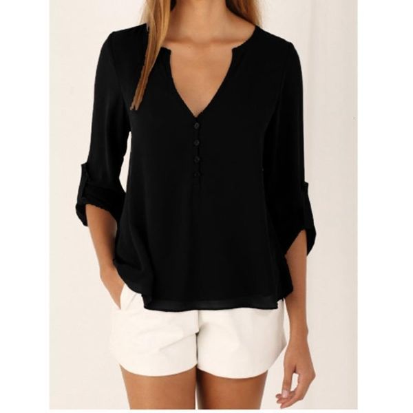 

2020 women shirts summer autumn casual v-neck chiffon blouse women and blouses long sleeve black white ladies blouse shirt