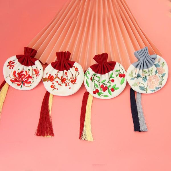 

storage bags handmade classical chinese style jewelry bag embroidery equinox flower pattern sachet tassel pendant drawstring gift