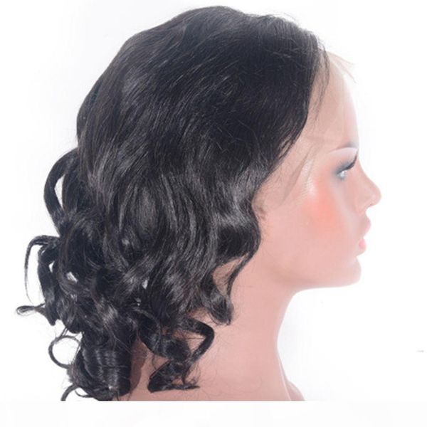 

brazilian human hair lace front wigs with baby hair pre plucked hairline virgin hair loose body wig 130% density, Black;brown