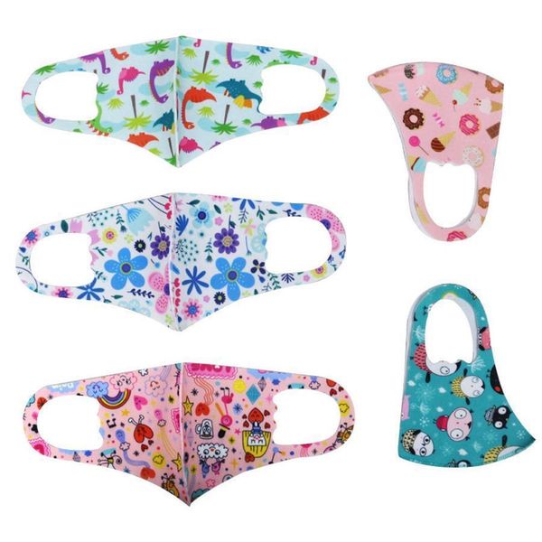 

children kids face mask anti dust printed mouth mask dustproof protective ice silk cotton designer mask face mouth cover rra3060