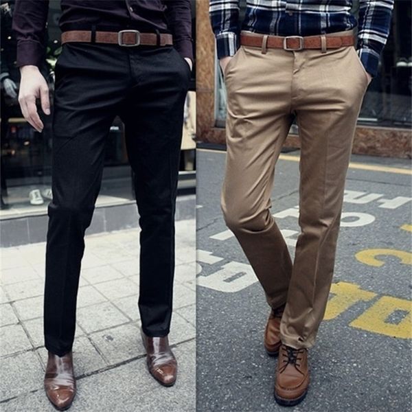Überlegene Qualität Neue Ankunft Mode Männer Hosen Casual Slim Fit Hosen Mens Koreanische Stilvolle Feste Hosen Flache Front Slacks Hosen 201106