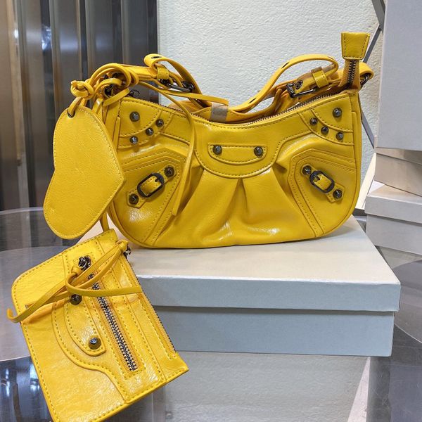 

fashion crossbody bag shoulder bags women cross body handbag wallet 2 piece set genuine leather pleated decoration back zip pocket hardware