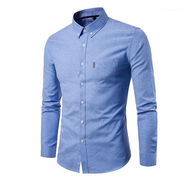 

new 2020 men's oxford shirt autumn casual solid color men long sleeve shirt cotton slim plus size white pocket men clothing 5xl1, White;black