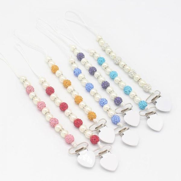 

infant baby crystal pacifier clips dummy nipple strap pacifier chain new baby anti-dropping chain accessories1
