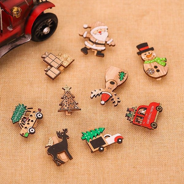 

small theme 6pcs mini santa christmas claus /car/ snowman/ elk shaped wooden clothespin p craft clips