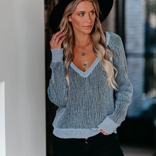 

2020 v-образный вырез свободно вязать осень и зима 2020 свитера женщины v-образный вырез свободных трикотажных пуловеров pulloversweater пул, White;black