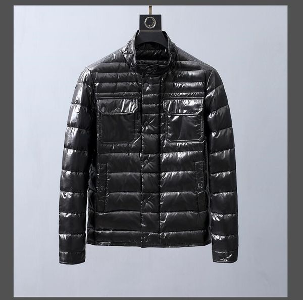 

sell letters printed down jacket for men winter coat standing collar thick snowy outdoor coat parkas zipped outwear clothing homme, Black