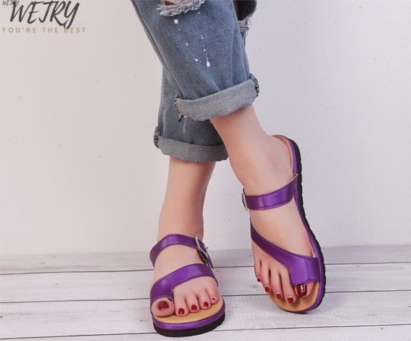 

2020 women comfy plain shoes flat platform ladies casual big toe foot correction sandals orthopedic bunion corrector flip flop1, Black