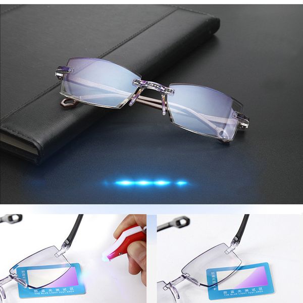 

reading far newmen bifocal women near rimless anti blue light magnification eyewear presbyopic glasses diopter +150 tr902021