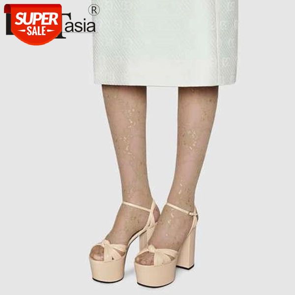 

doratasia elegant fashion female sandals thin belt party prom dress sandals women platform sheepskin block heels shoes woman #7w5m, Black