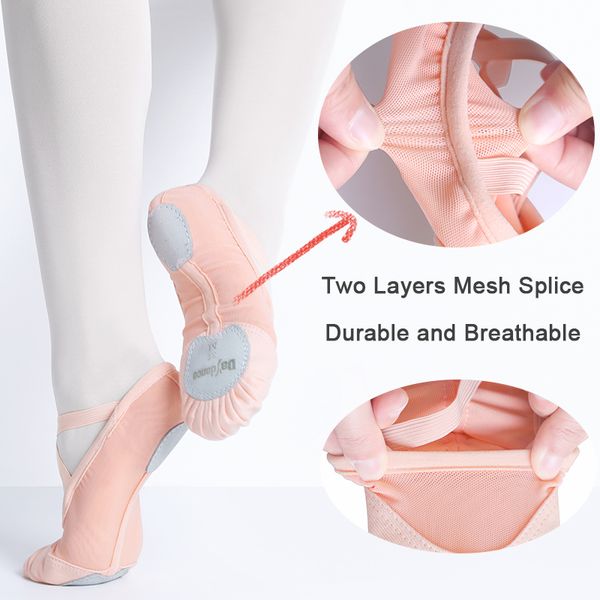 

mesh stretch fabric ballet shoes women soft split suede sole dance shoes summer girls ballet slippers 201017