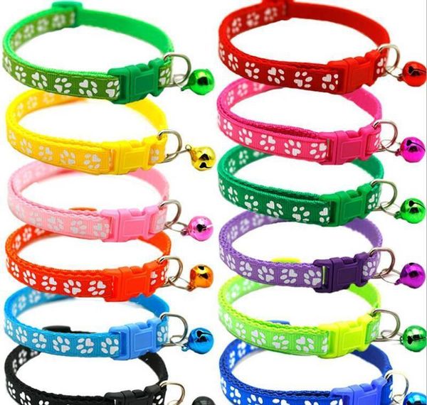 

12styles dog puppy cat collar breakaway adjustable cats collars with bell bling paw charms pet decoration jllwxf mxyard