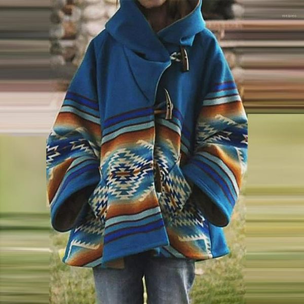 

vintage harajuku jackets womens thick warm casual retro printed long sleeve hooded jacket coat oversized claw button coat1, Black;brown