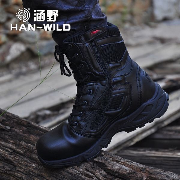

mens military army boot genuine leather vintage lace up waterproof safety shoes black desert combat tactical ankle boots men t200305