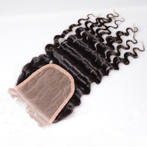 

4x4 lace closure virgin brazilian human hair middle three part closure straight wave natural color 10-20 inch, ing, Black
