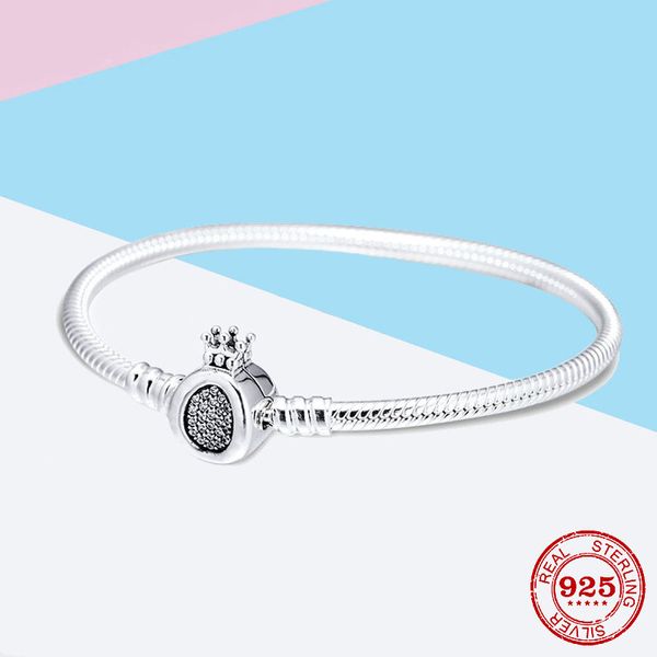 

2020 новый европейский серебряный цвет моменты корона o застежка змеи цепной браслет подходит ваш сам шарман z011, Black