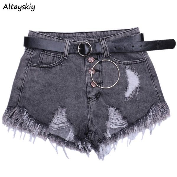 

women's shorts womens summer denim plus size s-6xl korean style vintage hole frayed fur-lined female ladies chic wide leg, White;black