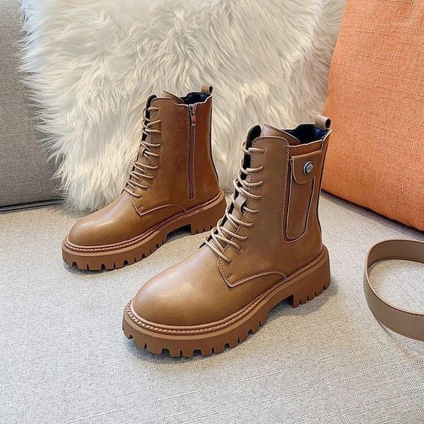 

2020 new women's boots boots mid-tube round toe1, Black