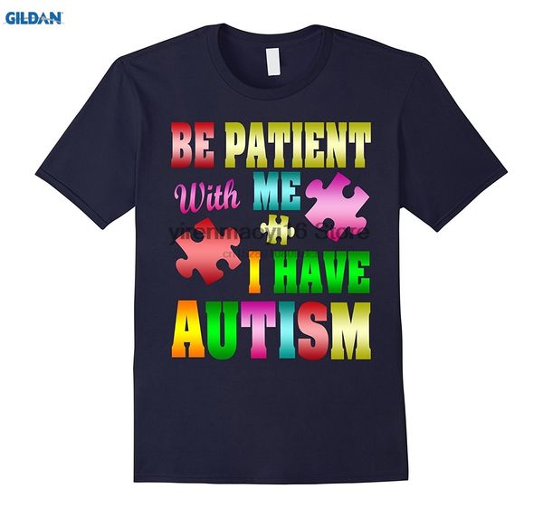 

100% cotton o-neck printed t-shirt be patient with me i have autism awareness cure shirt sport hooded sweatshirt hoodie