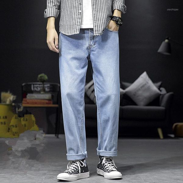 

spring jeans men's tide brand korean version of the trend loose straight straight wild wide leg casual trousers mens jeans1, Blue