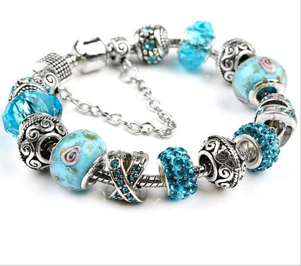 

crystal big hole bead bracelet diy hand-assembled colorful glass bead beaded bracelet fashion jewelry gd888, Black