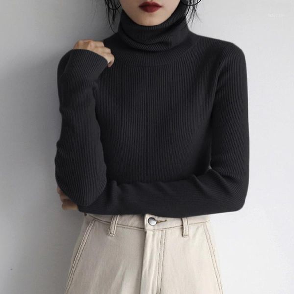 

winter turtleneck women knitted pullovers sweater casual soft slim sweater korean long sleeve female1, White;black