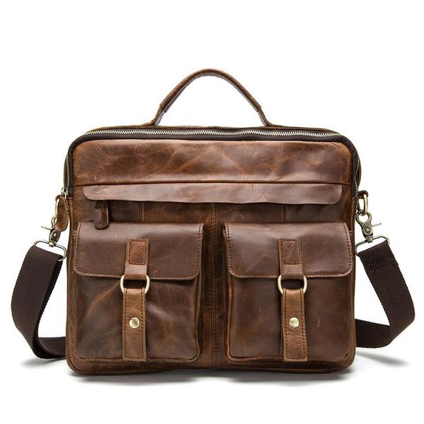 

retro briefcases genuine leather men bag male casual tote shoulder crossbody bags messenger men business leather bag lapflap