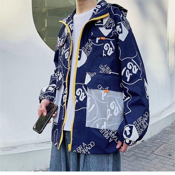 

2021 spring new made floral cartoon tools clothes with a hood geared tide in padded student white jacket ds7m nlen, White;black