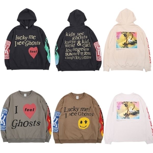 

kanye west kids ghosts hoodie посмотреть мужчины пуловер 2019 новый прибыл моды лучшие качества кофты hip hip толстовки, Black