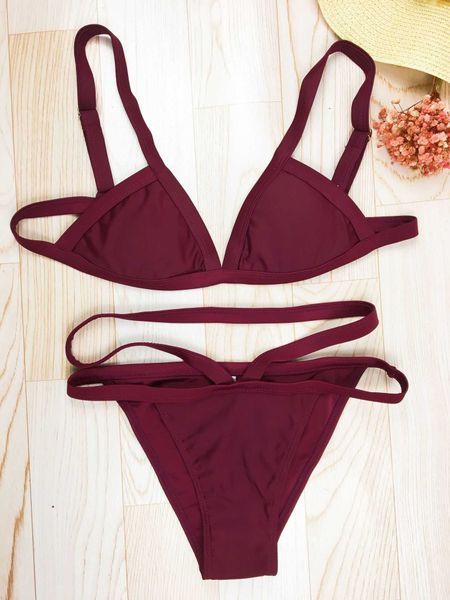 

3-color new split swimsuit solid bikini, White;black