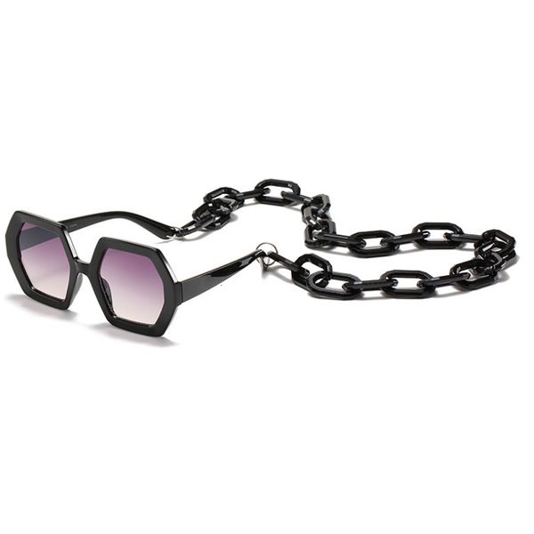 

2021 new sunglass chain accessories exaggerated octagonal sunglasses women fashion retro glasses shades eyewear orj0, White;black