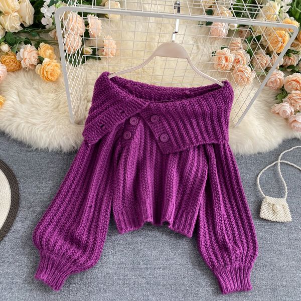 

2021 new female singiny mesh chic slash neck puff loose jumper winter streetwear pullovers 05cc, White;black