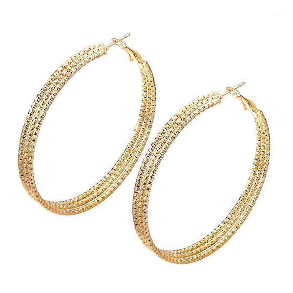 

mxgxfam big 3 circle hoop earrings ( 55 mm ) for fashion women simple style gold color europe and america fashion1, Golden;silver