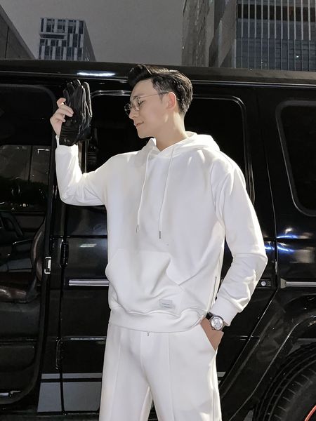 

daio ethan korean design winter solid casual hooded sweater with plush backing