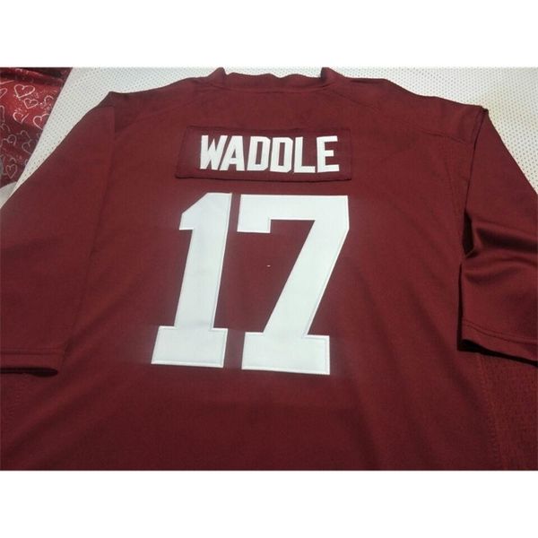 

3421alabama crimson tide jaylon waddle #17 real full embroidery college jersey size s-4xl or custom any name or number jersey, Black