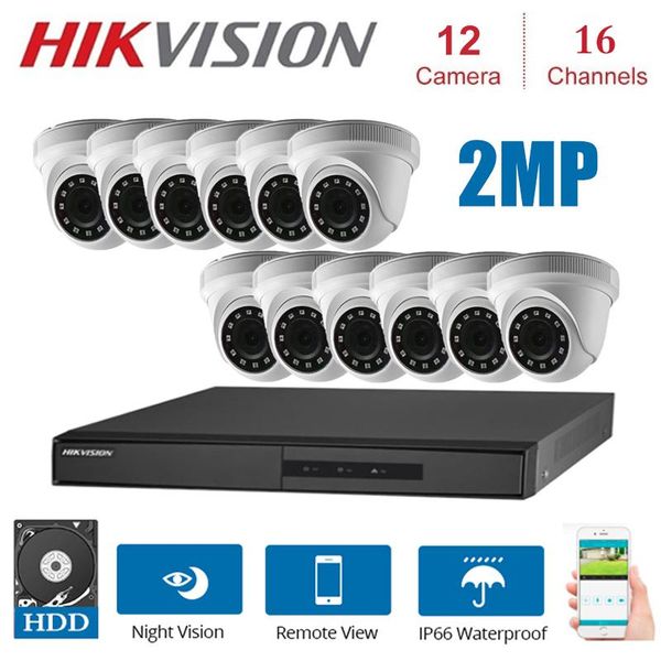 

systems 16 channels hikvision surveillance kits with 12 *1080p 4 in 1hd camera security night vision cctv system kit