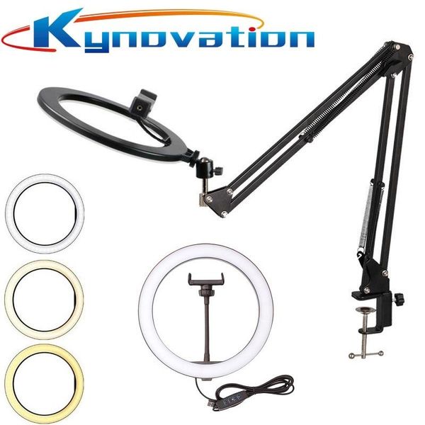 

flash heads led ring light 26cm 3color level 10 pography lighting phone video tiktok with long arm holder