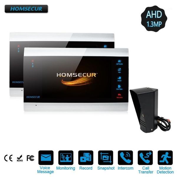 

video door phones homsecur 7" wired ahd1.3mp entry security intercom with memory monitor, motion detection(bc011hd-b+bm705hd-b)1